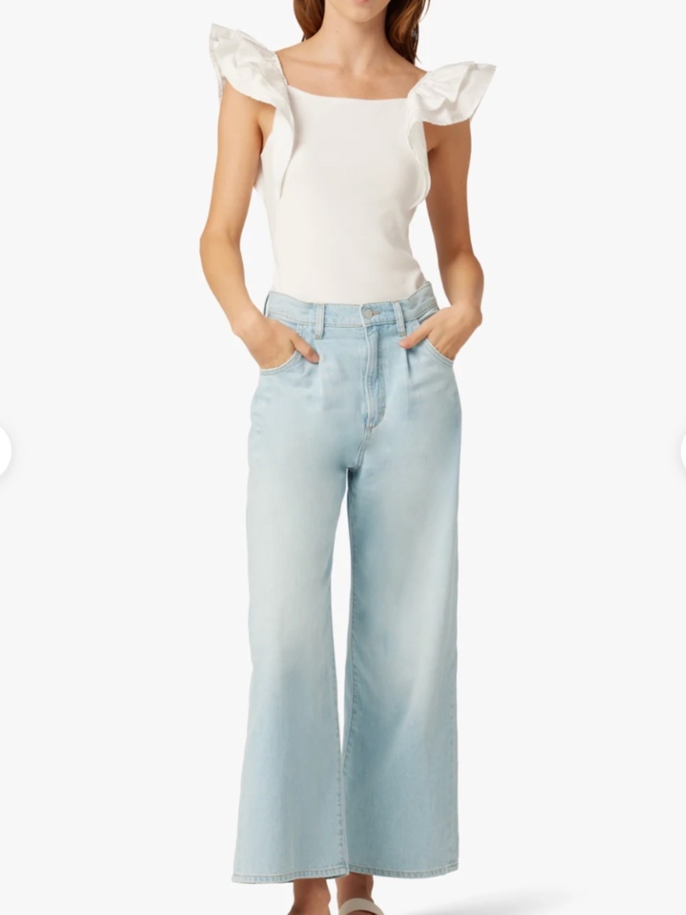 Joe's The Pleated High Rise Wide Leg Linen Blend Ankle Denim in Charming Size 28